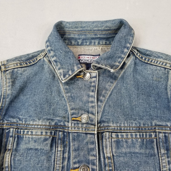Old School Denim Jean Jacket Womens Size Small Blue Cotton 90s 80s Style - Picture 2 of 8